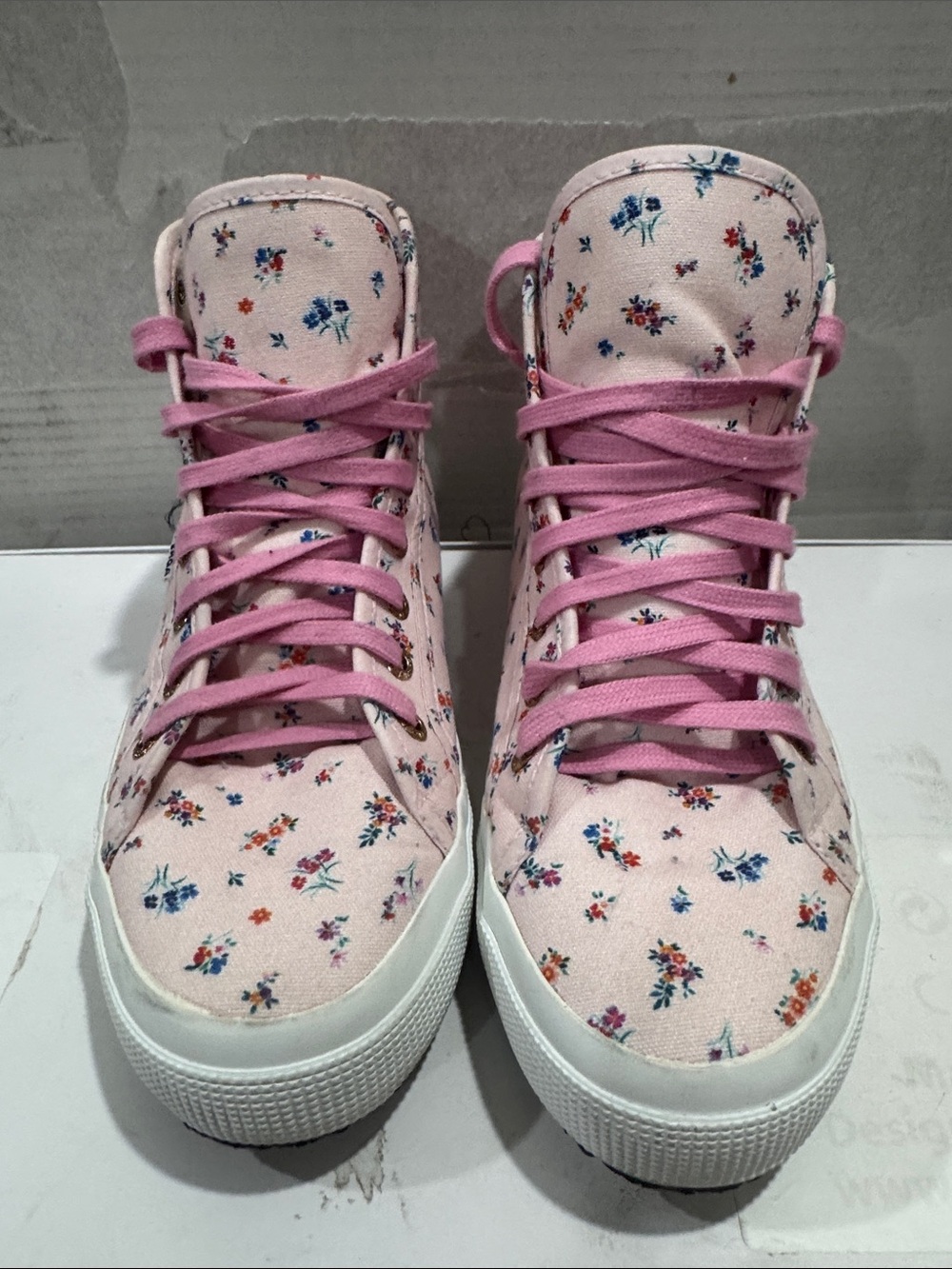 Superga Pink Floral High-Top Sneakers